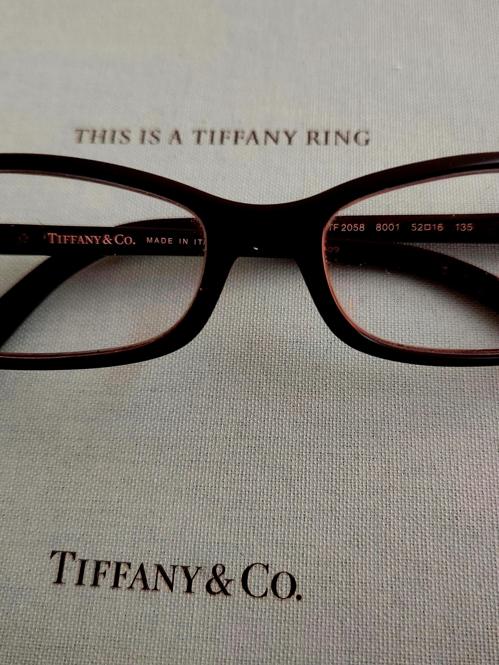 Tiffany & Co. Women's Black and Dark Brown Rectangle Optical Glasses